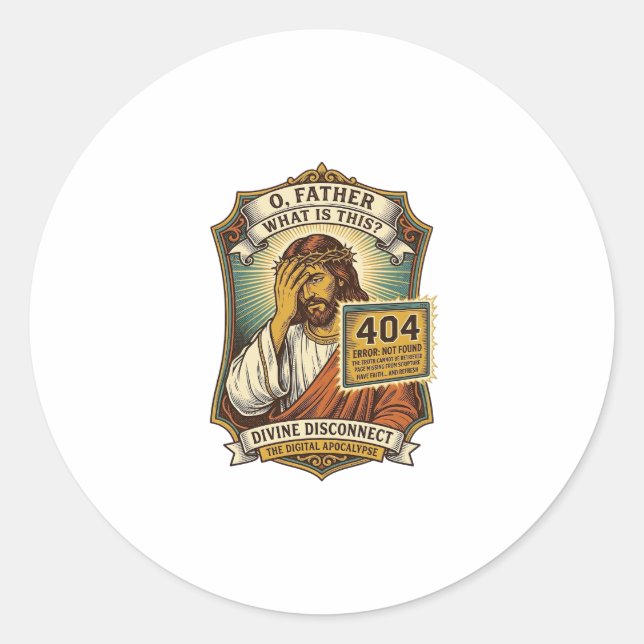 Lustiger Jesus 404 Error Web Entwickler Programmie Runder Aufkleber (Vorderseite)