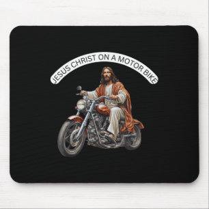 Lustiger Jesus Christus auf einem Motorrad Christi Mousepad