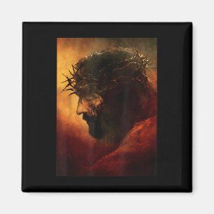Lustiger Jesus Christus mit Dornenkrone Grafik Magnet