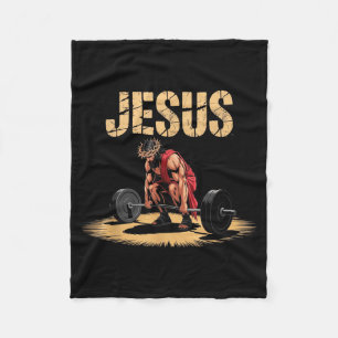 Lustiger Jesus Gewichtheben Christliches Fitnessst Fleecedecke