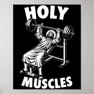 Lustiger Jesus heilige Muskeln Bankdrücken Fitness Poster