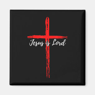 Lustiger Jesus ist Herr mit Kreuz christlich Chris Magnet