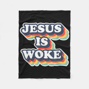 Lustiger Jesus ist woke Farbiger Jesus Woke Zitate Fleecedecke