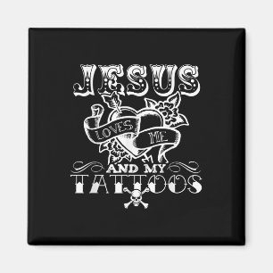 Lustiger Jesus liebt mich und meine Tattoos Magnet