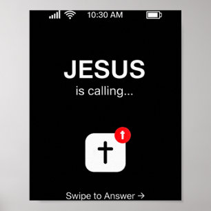 Lustiger Jesus ruft christlichen religiösen Humor Poster
