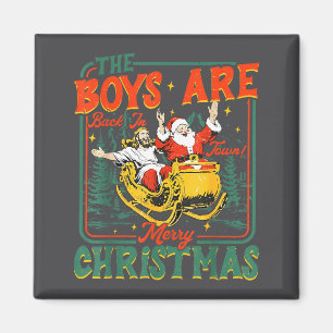 Lustiger Jesus Santa The Boys Are Back In Town Fro Magnet