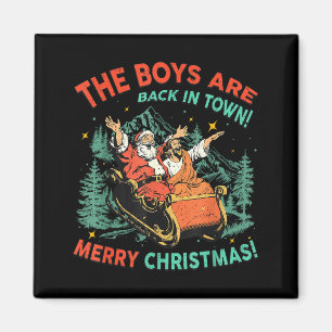 Lustiger Jesus Santa The Boys Are Back In Town Fro Magnet
