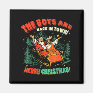 Lustiger Jesus Santa The Boys Are Back In Town Fro Magnet