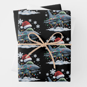 Lustiger Jet-Jäger Militär-Weihnachten Xmas Geschenkpapier Set
