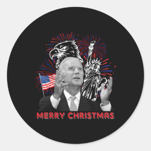 Lustiger Joe Biden Frohe Weihnachten im Juli USA-F Runder Aufkleber