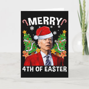 Lustiger Joe Biden Weihnachts Santa Hut Frohe 4. J Karte