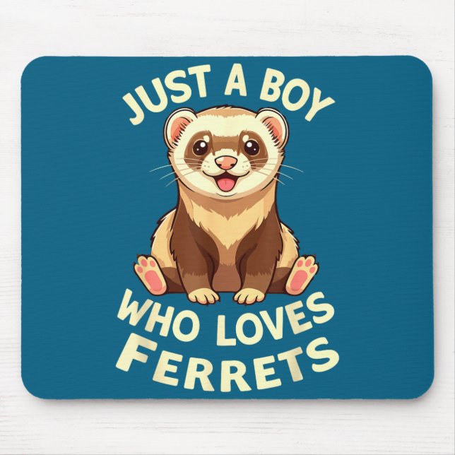 Lustiger Junge liebt Frettchen Süßes Tier Mousepad (Vorne)