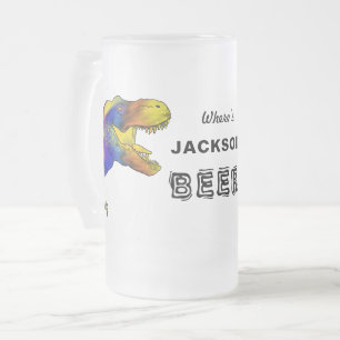 Lustiger Junggesellenabschied-Spruch T-Rex persona Mattglas Bierglas