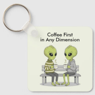 Lustiger Kaffee und Aliens Schlüsselanhänger