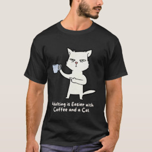 Lustiger Kaffee und Katze, Koffein und Katzen-Wort T-Shirt