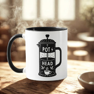 Lustiger Kaffeekannen-Kopf Kaffee Tasse