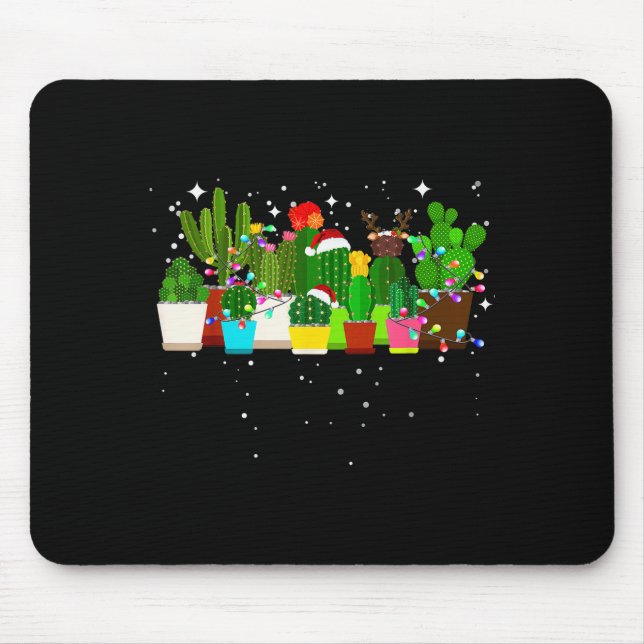 Lustiger Kaktus-Weihnachtsbaum  Mousepad (Vorne)