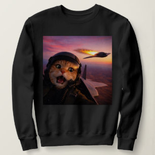 Lustiger Kampfjet-Pilot-Katze — Vintage-„Katzenkri Sweatshirt