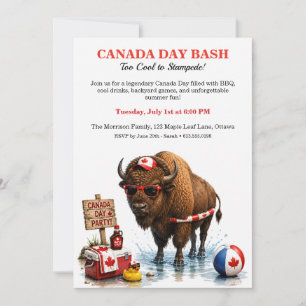 Lustiger kanadischer Bison Canada Day Hinterhof-BB Einladung