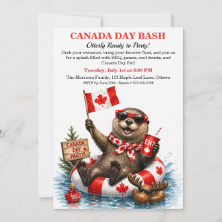 Lustiger kanadischer Otter Canada Day Pool Party Einladung