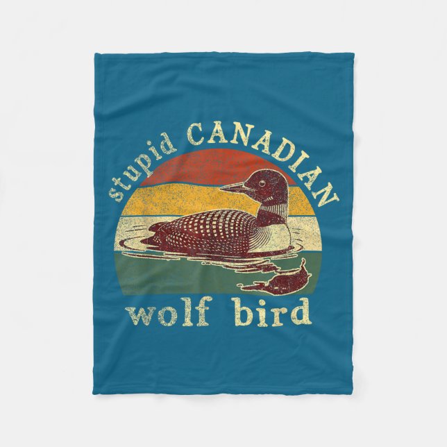 Lustiger kanadischer Wolf Lustiger Loon-Vogel Loon Fleecedecke (Vorderseite)
