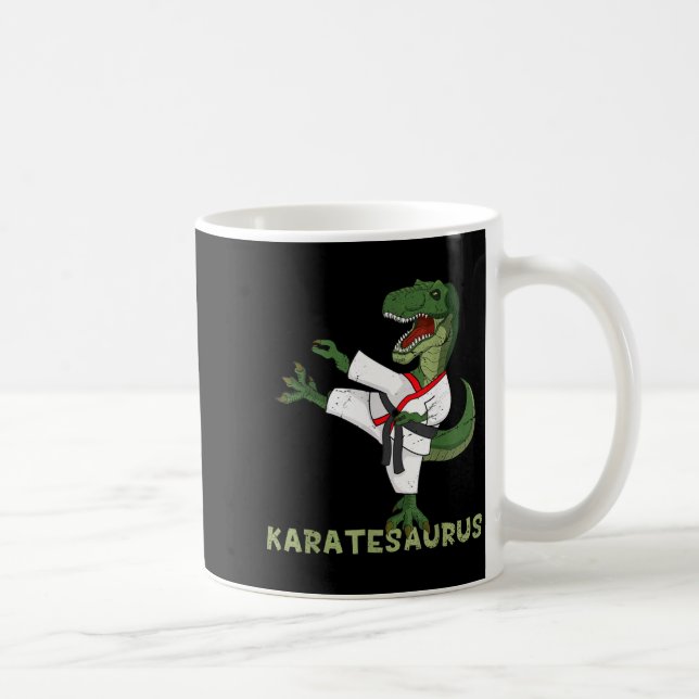 Lustiger Karate Dinosaur Karatesaurus T-Rex Grafik Kaffeetasse (Rechts)