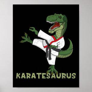 Lustiger Karate Dinosaur Karatesaurus T-Rex Grafik Poster