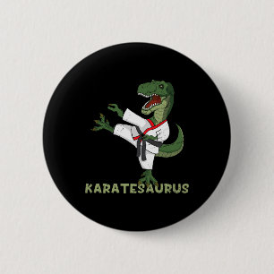 Lustiger Karate-Dinosaurier Karatesaurus T-Rex Gra Button