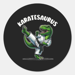 Lustiger Karatesaurus Dinosaurier T Rex In Karate  Runder Aufkleber