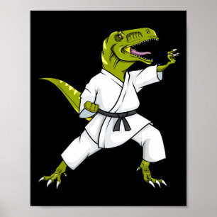 Lustiger Karatesaurus T-Rex Dinosaur Karate Samura Poster