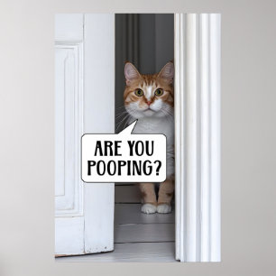 Lustiger Katzen-Badezimmer-Druck Toiletten-Humor A Poster