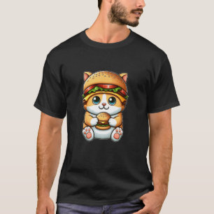 Lustiger Katzen-Burger Verrückter Hut Cheeseburger T-Shirt