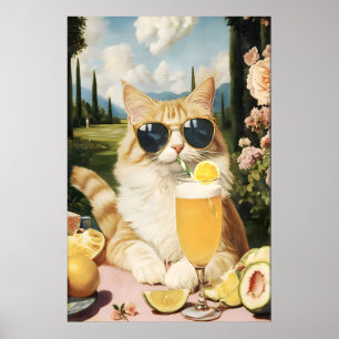 Lustiger Katzen Country Club Kunst Druck Skurril F Poster
