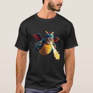 Lustiger Katzen-Drachen-Kostüm-Feuer-Atem-Cosplay- T-Shirt