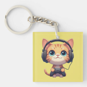 Lustiger Katzen-Gamer – Geschenk für Katzenliebhab Schlüsselanhänger