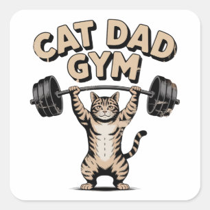 Lustiger Katzen-Gym für Papa Quadratischer Aufkleber