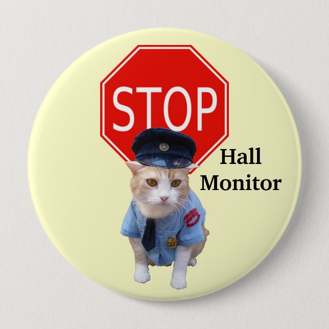 Lustiger Katzen-Offizier/Hall-Monitor Button (Vorderseite)