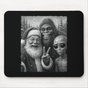 Lustiger Katzen-Santa-Bigfoot-Alien-Weihnachts-Sel Mousepad