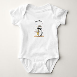 Lustiger Katzen-Saxophonspieler Jazz Baby Strampler