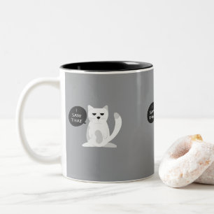 Lustiger Katzenbecher "Ich habe das gesehen" sar Zweifarbige Tasse