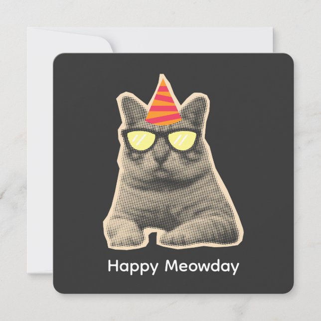 Lustiger Katzengeburtstag Einladung (Vorderseite)
