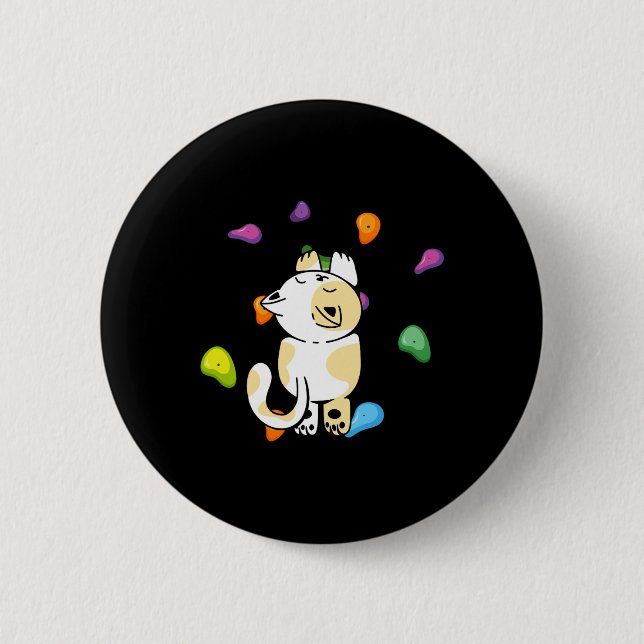 Lustiger Katzenkletterer Felsenklettern Für Männer Button (Vorderseite)