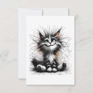 Lustiger Katzenkunst-Druck Geburtstag, Weihnachten Dankeskarte