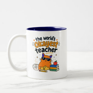 Lustiger Katzenlehrer Zweifarbige Tasse