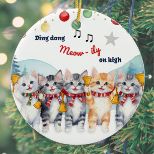 Lustiger Katzenliebhaber-Aquarell-Weihnachten Keramik Ornament