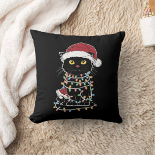 Lustiger Katzenliebhaber Weihnachtsbeleuchtung Kissen