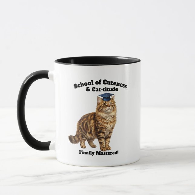 Lustiger Katzenmutter-Abschlussbecher - Personalis Tasse (Links)