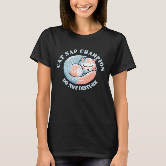 Lustiger Katzennapping-Meister T-Shirt (Vorderseite)