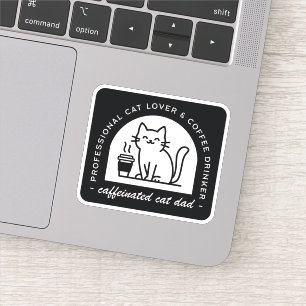Lustiger Katzenpapa und Kaffeeliebhaber Aufkleber