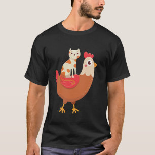 Lustiger Katzenreiter-Hühnerliebhaber-Launischer K T-Shirt